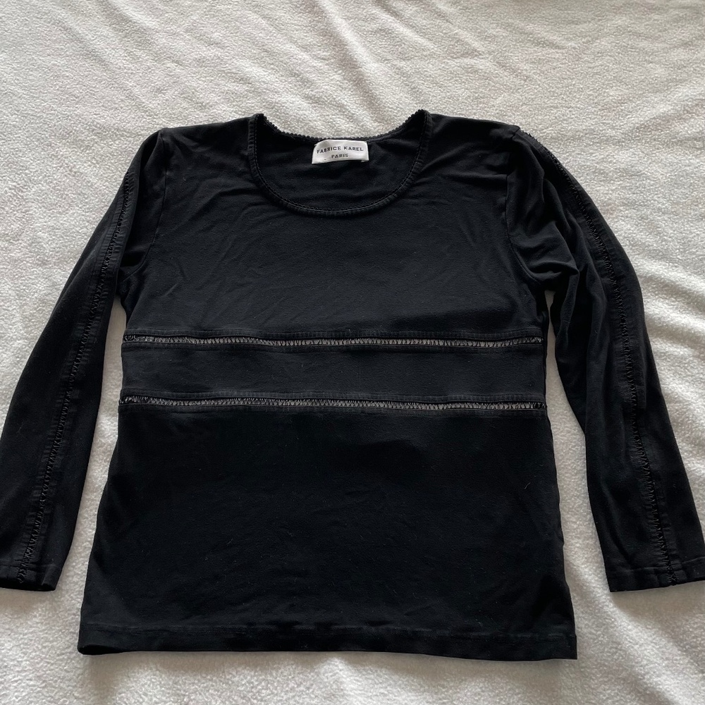 Fabrice Karel Vintage  open stitch trim Sweater  Long Sleeve Size L